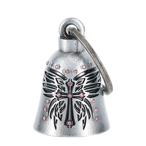 Dream Apparel CELTIC CROSS BUTTERFLY WINGS Bling Bling with pink Rhinestones Motorcycle Bell