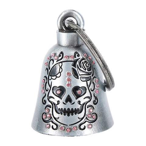 Dream Apparel SKULL BLING BLING Pink Rhinestones Motorcycle Bell Good Luck and in 3-D, Light Weight