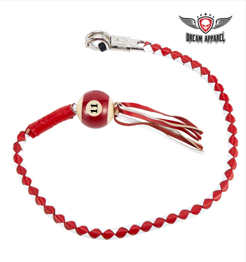 Dream Apparel White And Red Fringed Get Back Whip With Pool Ball