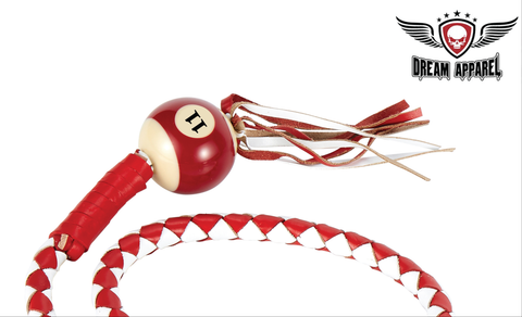 Dream Apparel White And Red Fringed Get Back Whip With Pool Ball