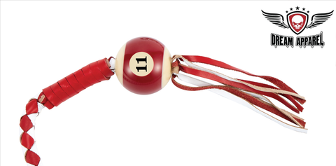 Dream Apparel White And Red Fringed Get Back Whip With Pool Ball