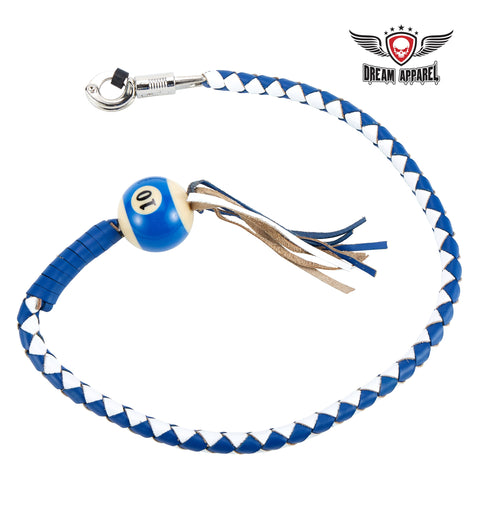 Dream Apparel White And Blue Fringed Get Back Whip Pool Ball