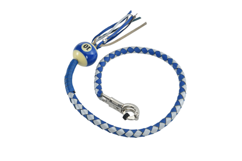 Dream Apparel Blue And Silver Hand-Braided Leather Get back Whip with Blue Ball - 36" Length