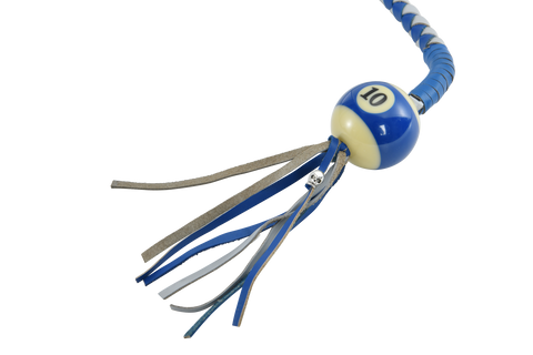Dream Apparel Blue And Silver Hand-Braided Leather Get back Whip with Blue Ball - 36" Length