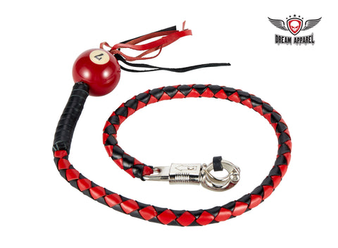 Dream Apparel Black And Red Fringed Get Back Whip W/ Pool Ball