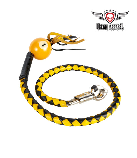 Dream Apparel Black And Yellow Fringed Get Back Whip With Pool Ball