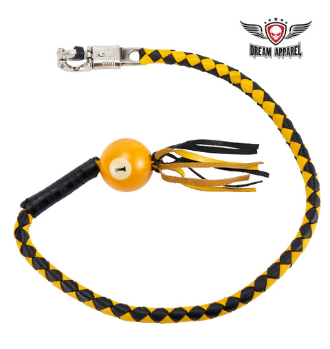 Dream Apparel Black And Yellow Fringed Get Back Whip With Pool Ball