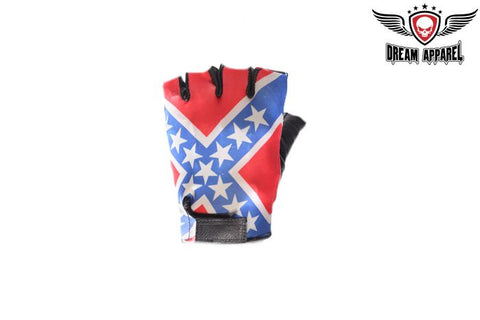 Motorcycle Fingerless Gloves with Rebel Flag