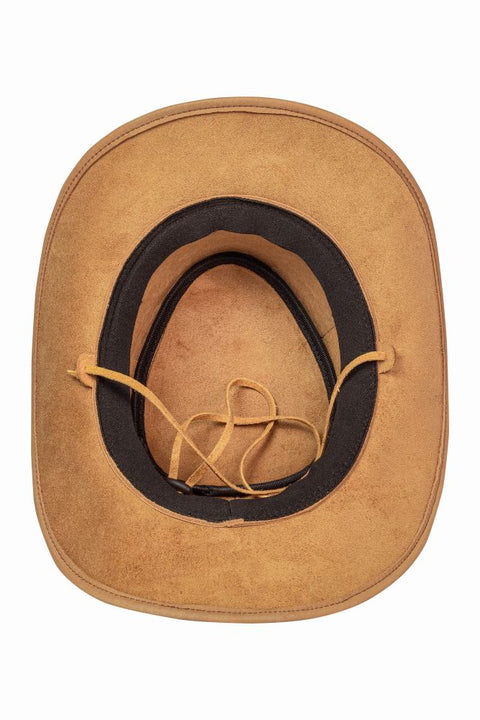 Dream Apparel Premium Leather Cowboy Hat for Men & Women, Western Steampunk Wide Brim Hat with Braid