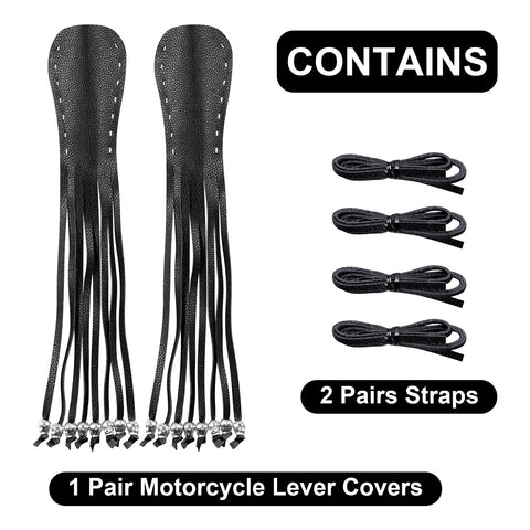 Dream Apparel Heavy Duty Leather Motorcycle Skull Fringed Black Brake Clutch Lever Grip Lever Cover