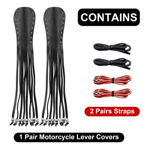 Dream Apparel Heavy Duty Leather Motorcycle Skull Fringed  Brake Clutch Lever Grip Lever Cover
