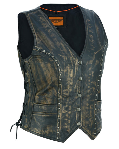 Women's Brown Studded Vest