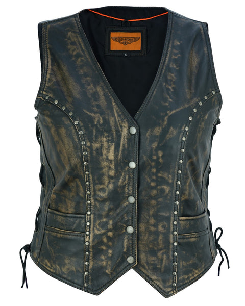 Women's Brown Studded Vest