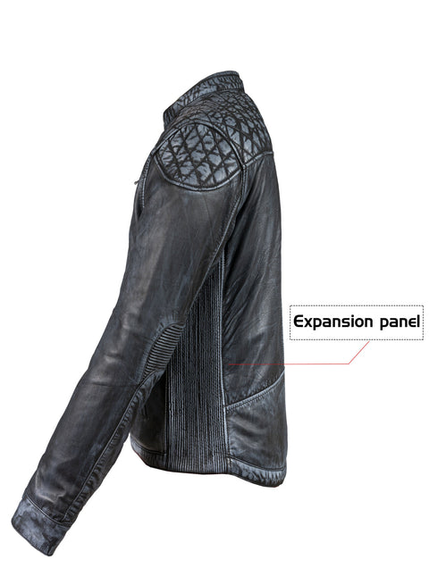 Dream Apparel Premium Goat Leather Grey Tone Conceal Pockets Expansion Side Panel Motorcycle Jacket