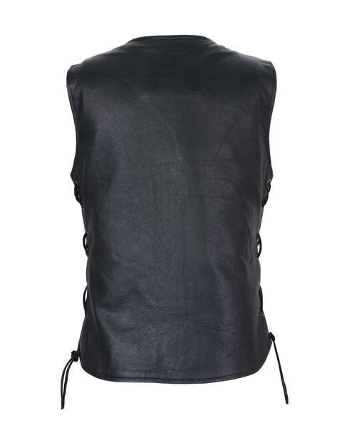 Womens Leather Vest With Concealed Carry & Side Laces