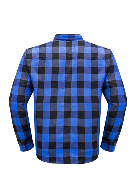 Dream Apparel Men’s Black & Blue Flannel Shirt Plaid Long Sleeve with Chest Pockets