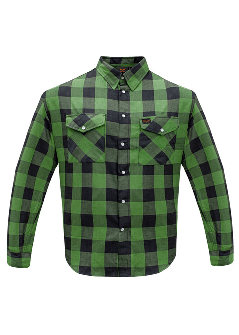 Dream Apparel Men’s Black & Green Flannel Shirt Plaid Long Sleeve with Chest Pockets