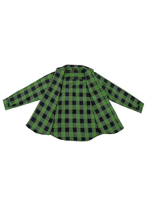 Dream Apparel Men’s Black & Green Flannel Shirt Plaid Long Sleeve with Chest Pockets