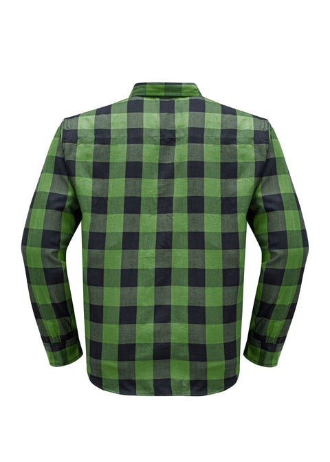 Dream Apparel Men’s Black & Green Flannel Shirt Plaid Long Sleeve with Chest Pockets