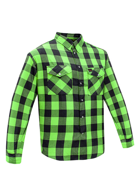 Dream Apparel Men’s Black & Green Flannel Shirt Plaid Long Sleeve with Chest Pockets