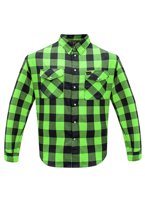 Dream Apparel Men’s Black & Green Flannel Shirt Plaid Long Sleeve with Chest Pockets
