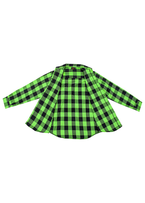 Dream Apparel Men’s Black & Green Flannel Shirt Plaid Long Sleeve with Chest Pockets