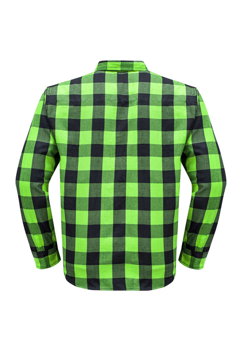 Dream Apparel Men’s Black & Green Flannel Shirt Plaid Long Sleeve with Chest Pockets