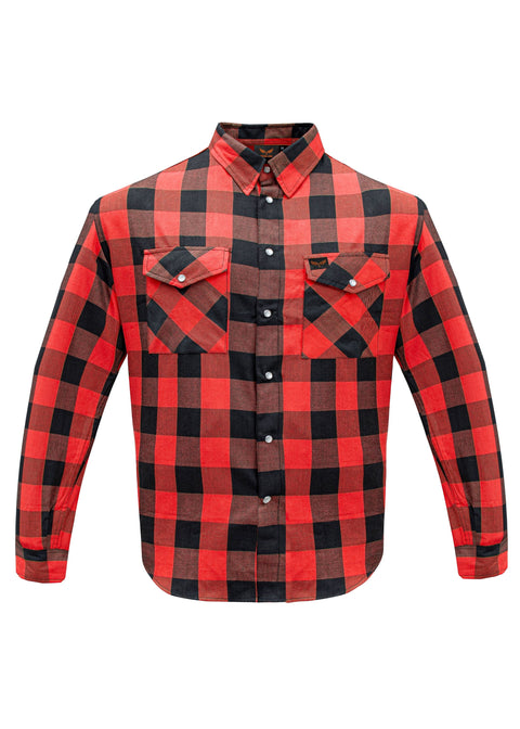 Dream Apparel Men’s Black & Red Flannel Shirt Plaid Long Sleeve with Chest Pockets