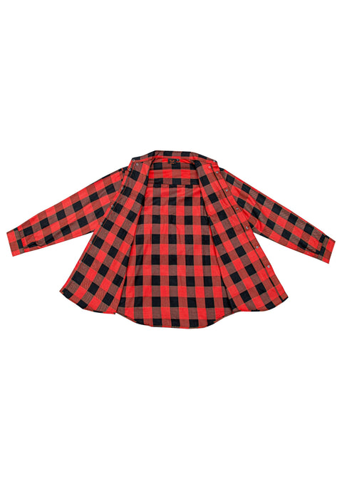 Dream Apparel Men’s Black & Red Flannel Shirt Plaid Long Sleeve with Chest Pockets