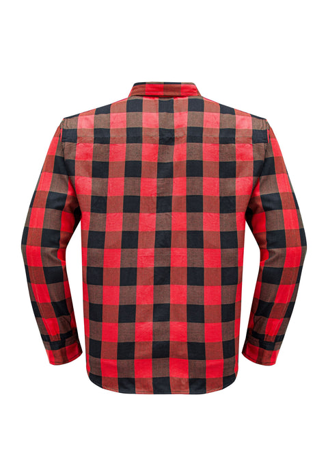 Dream Apparel Men’s Black & Red Flannel Shirt Plaid Long Sleeve with Chest Pockets