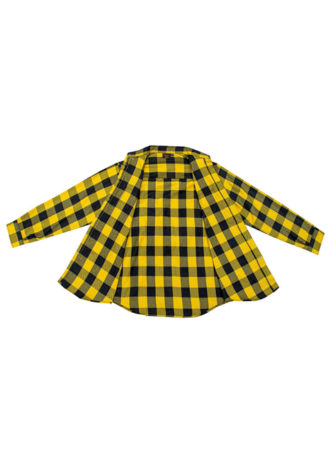 Dream Apparel Men’s Black & Yellow Flannel Shirt Plaid Long Sleeve with Chest Pockets