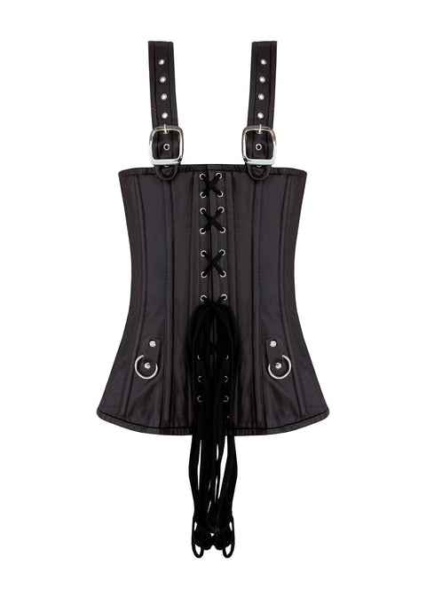Dream Apparel Leather Ladies Bustier Top Brown