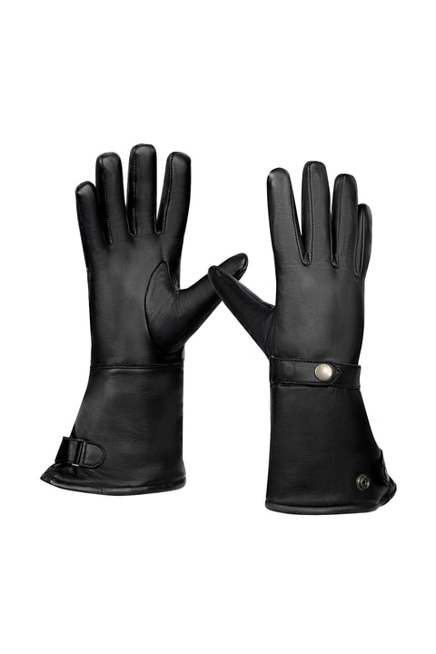 Men’s Leather Motorcycle Gloves, Touchscreen Compatible Riding Gloves with Adjustable Wrist Strap