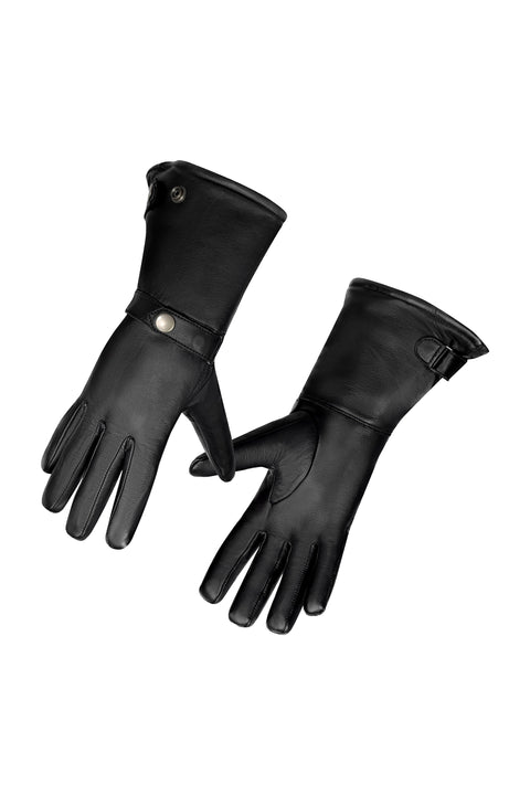 Men’s Leather Motorcycle Gloves, Touchscreen Compatible Riding Gloves with Adjustable Wrist Strap