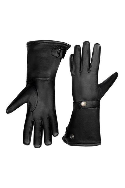 Men’s Leather Motorcycle Gloves, Touchscreen Compatible Riding Gloves with Adjustable Wrist Strap