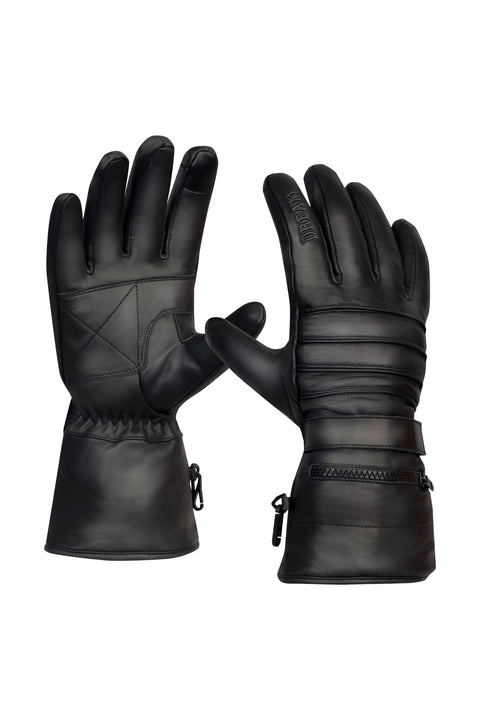 Dream Apparel Men’s Leather Motorcycle Gloves Touchscreen Compatible Winter Riding Wind Resistant