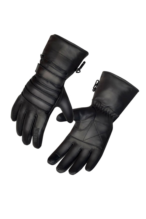 Dream Apparel Men’s Leather Motorcycle Gloves Touchscreen Compatible Winter Riding Wind Resistant