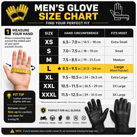 Dream Apparel Men’s Leather Motorcycle Gloves Touchscreen Compatible Winter Riding Wind Resistant