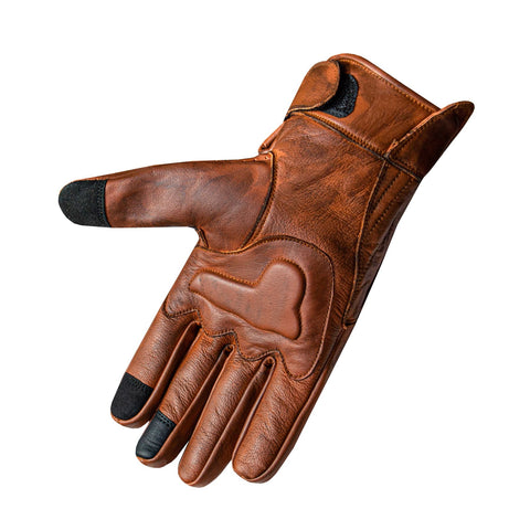 Men's Perforated Brown Leather Motorcycle Gloves for Riding High Strength Knuckle Protection