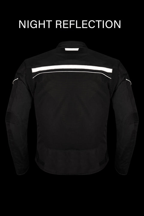 Men’s Mesh Motorcycle Jacket with Removable Armor, Reflective Trim, Zip-Out Lining, Adjustable Cuffs