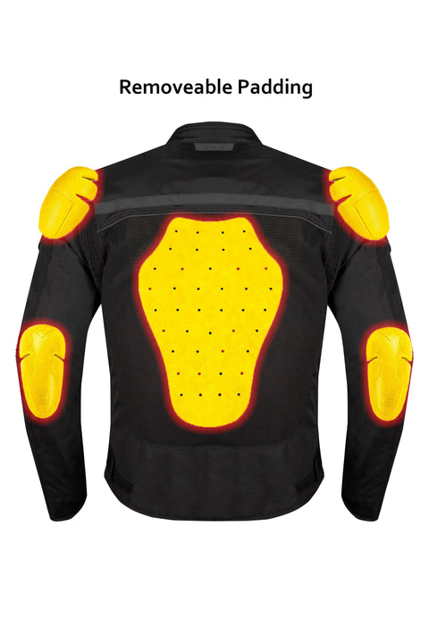 Men’s Mesh Motorcycle Jacket with Removable Armor, Reflective Trim, Zip-Out Lining, Adjustable Cuffs