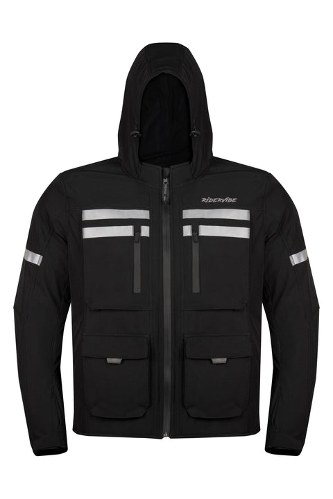 Men’s Leather Motorcycle Jacket with Mesh Panels, CE Armor, Reflective Trim, Removable Thermal Liner