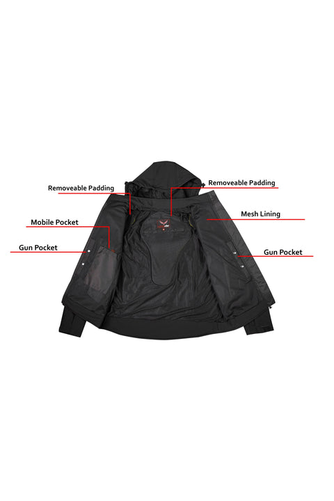 Men’s Leather Motorcycle Jacket with Mesh Panels, CE Armor, Reflective Trim, Removable Thermal Liner