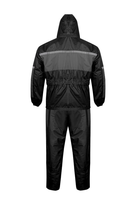 Dream Apparel Waterproof Rain Suit for Men, 2-Piece Motorcycle Rain Gear with Hood Reflective Strips