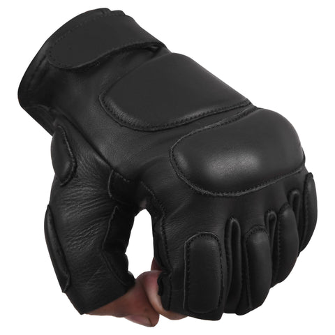 Men's Leather Motorcycle Gloves with Knuckle Protection, Anti-Skid Palm Grip, Soft Padding