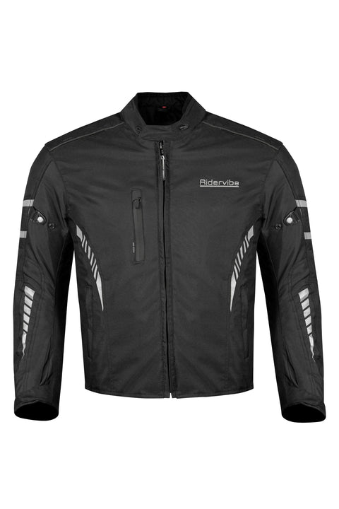 Men's 600D Polyester Motorcycle Jacket Waterproof & Breathable with Removable Thermal Liner CE Armor