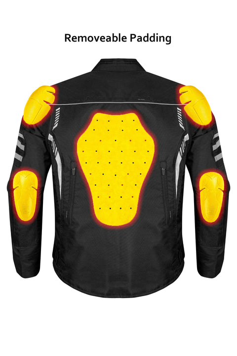 Men's 600D Polyester Motorcycle Jacket Waterproof & Breathable with Removable Thermal Liner CE Armor