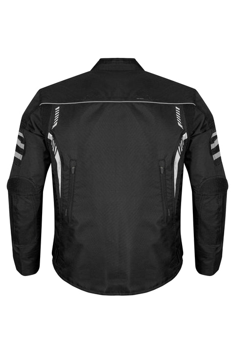 Men's 600D Polyester Motorcycle Jacket Waterproof & Breathable with Removable Thermal Liner CE Armor