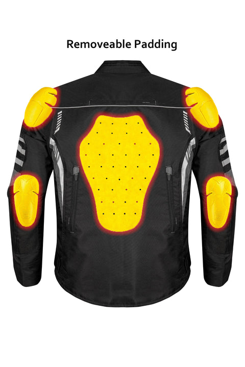 Men's 600D Polyester Motorcycle Jacket Waterproof & Breathable with Removable Thermal Liner CE Armor
