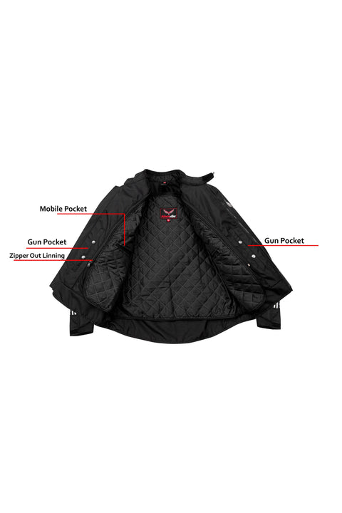 Men's 600D Polyester Motorcycle Jacket Waterproof & Breathable with Removable 75gm Thermal Liner CE